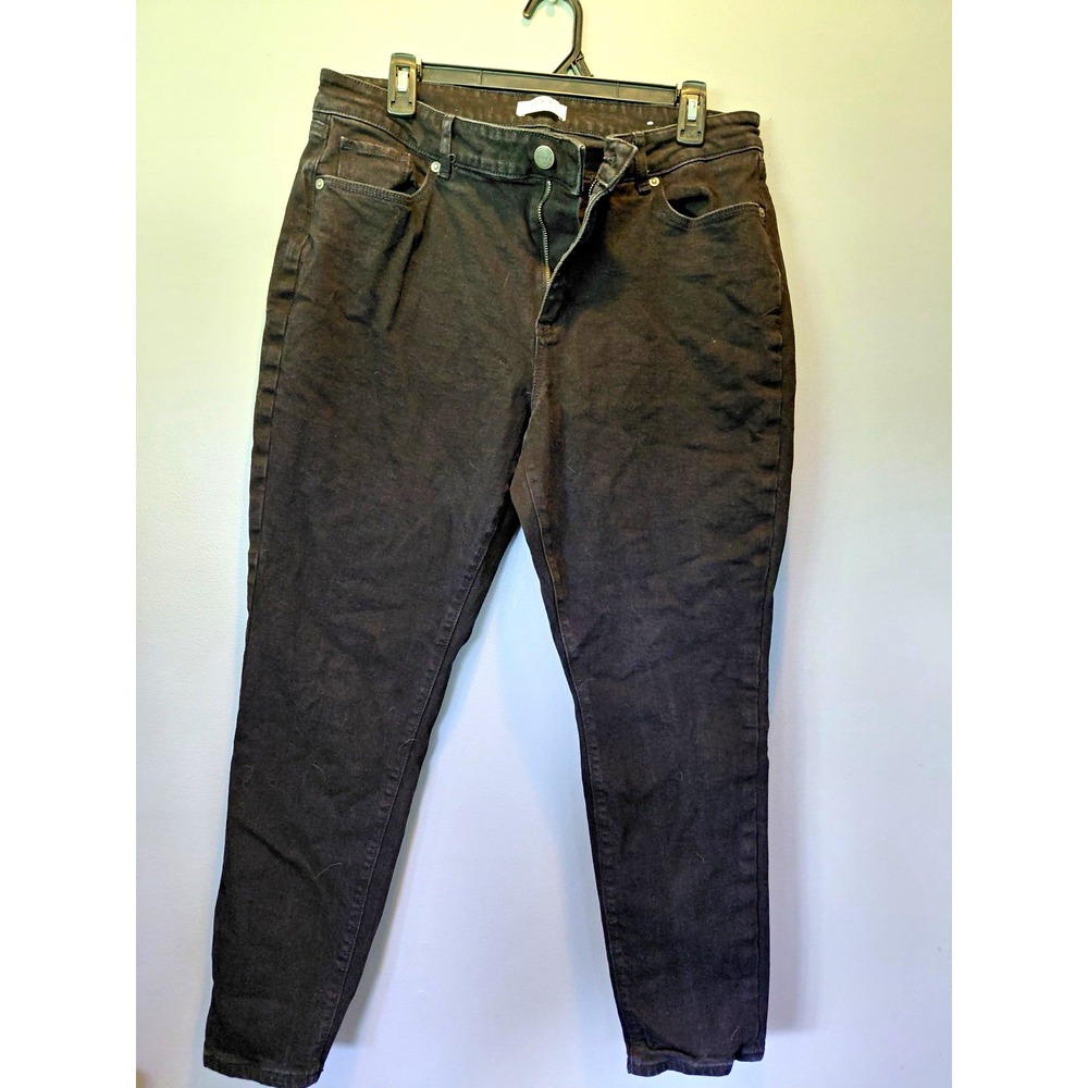 98-LOFT Women's Petite Skinny Jeans 14P Black Denim 5-Pocket Zip/Button